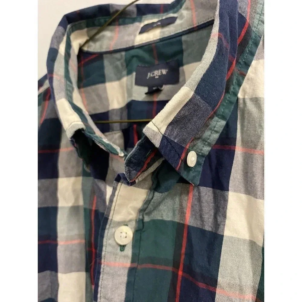 J CREW PLAID BUTTON DOWN FRONT POCKET - SLIM FIT - MENS - SIZE XL